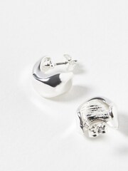 Oliver Bonas Silver Tone Mini Orlaith Smooth Hoop Earrings - Image 4 of 6