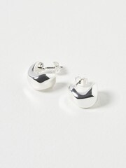 Oliver Bonas Silver Tone Mini Orlaith Smooth Hoop Earrings - Image 5 of 6