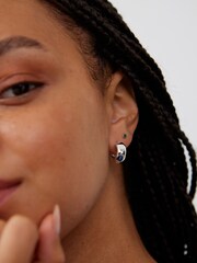 Oliver Bonas Silver Tone Mini Orlaith Smooth Hoop Earrings - Image 6 of 6