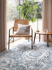 kukoon Blue Washable Bala Flatwoven Vintage Damask Area Rug - Image 2 of 6