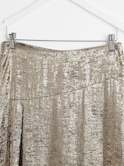 Oliver Bonas Gold Metallic Shimmer Midi Skirt - Image 4 of 5
