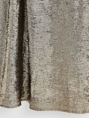 Oliver Bonas Gold Metallic Shimmer Midi Skirt - Image 5 of 5