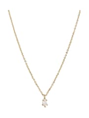 Oliver Bonas Gold Plated Elisabeth Clear Teardrop Pendant Necklace - Image 1 of 5