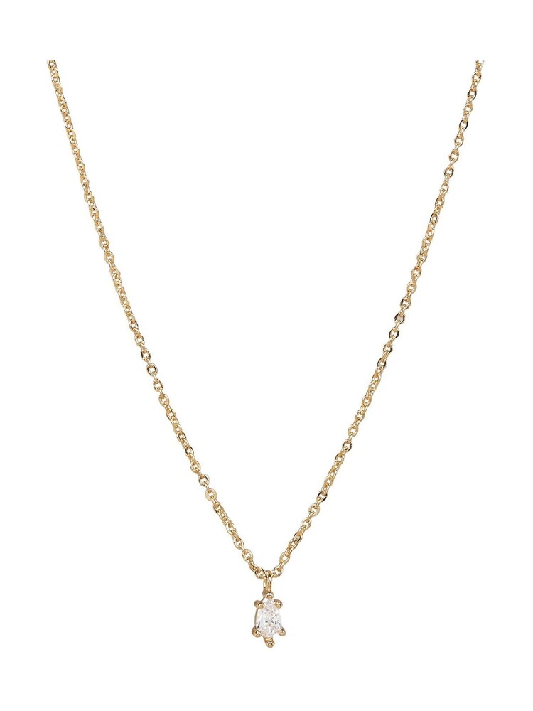 Oliver Bonas Gold Plated Elisabeth Clear Teardrop Pendant Necklace - Image 1 of 5