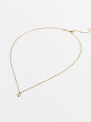 Oliver Bonas Gold Plated Elisabeth Clear Teardrop Pendant Necklace - Image 2 of 5