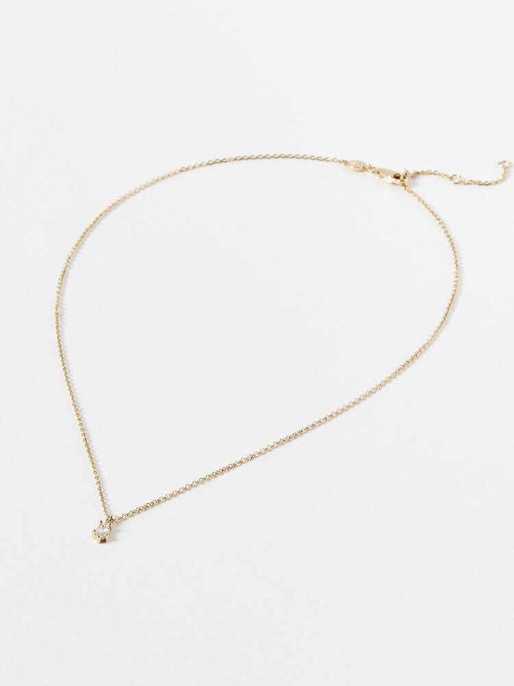 Oliver Bonas Gold Plated Elisabeth Clear Teardrop Pendant Necklace - Image 2 of 5