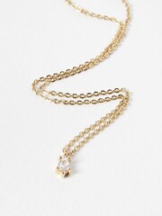 Oliver Bonas Gold Plated Elisabeth Clear Teardrop Pendant Necklace - Image 3 of 5