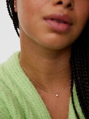 Oliver Bonas Gold Plated Elisabeth Clear Teardrop Pendant Necklace - Image 5 of 5