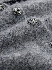 Mid Grey Beaded Fringe - Strick-Cardigan mit Kragen und Wollanteil - Bild 7 von 8