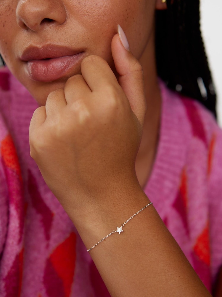 Oliver Bonas Silver Plated Haru Engraved Star Charm Bracelet - Image 5 of 5