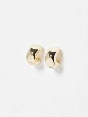 Oliver Bonas Gold Tone Orlaith Smooth Mini Hoop Earrings - Image 2 of 6