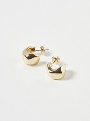 Oliver Bonas Gold Tone Orlaith Smooth Mini Hoop Earrings - Image 3 of 6
