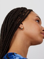 Oliver Bonas Gold Tone Orlaith Smooth Mini Hoop Earrings - Image 6 of 6