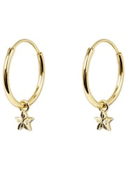 Oliver Bonas Gold Plated Haru Engraved Star Charm Hoop Earrings - Image 4 of 5