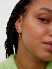 Oliver Bonas Gold Plated Haru Engraved Star Charm Hoop Earrings - Image 5 of 5
