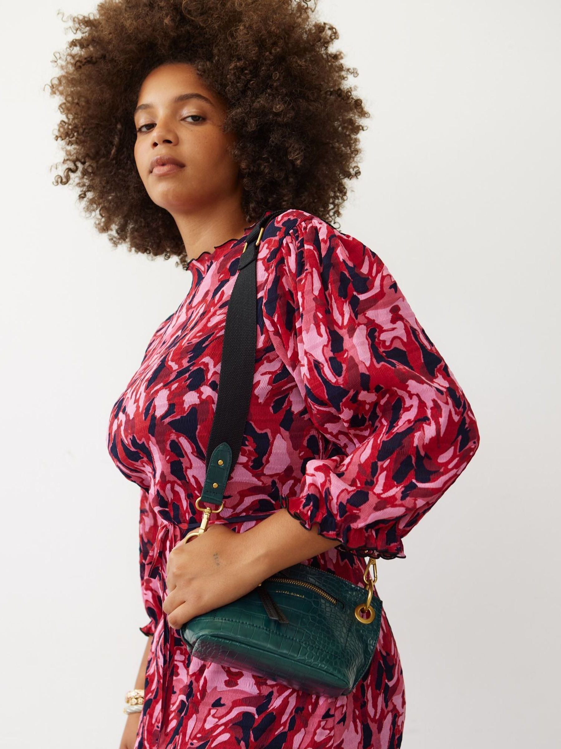 Buy Oliver Bonas Pink Abstract Animal Print Pleated Midi Dress from Next Luxembourg
