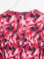 Oliver Bonas Pink Abstract Animal Print Pleated Midi Dress - Image 6 of 7