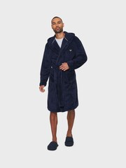 Threadbare Navy Cosy Hooded Dressing Gown - Image 3 of 4
