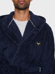 Threadbare Navy Cosy Hooded Dressing Gown - Image 4 of 4