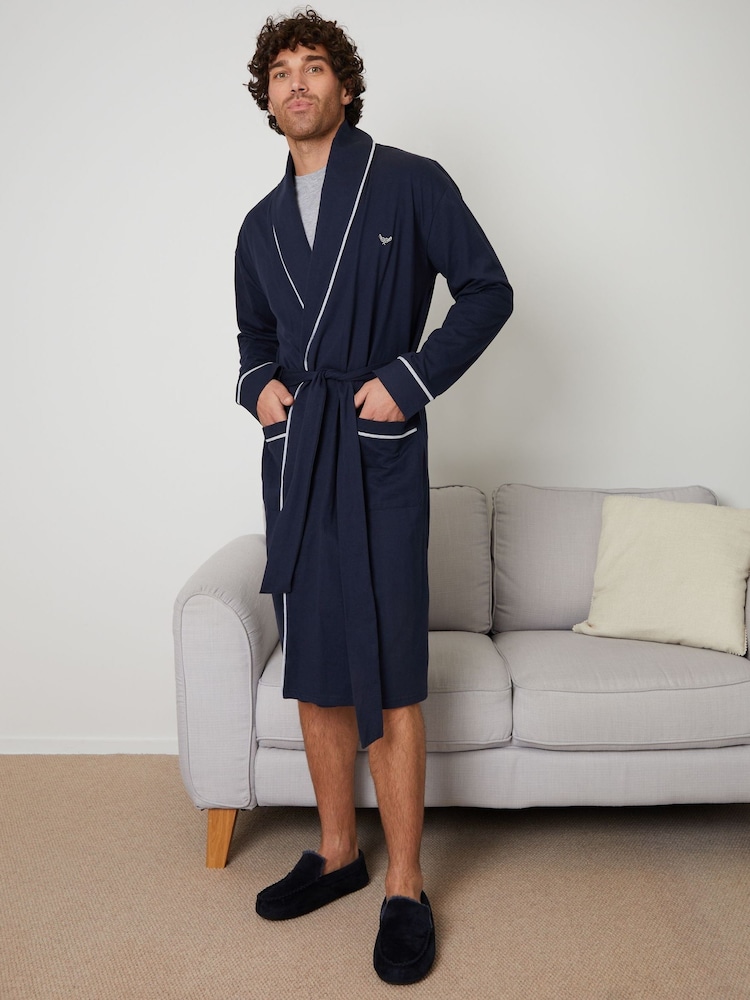 Threadbare Navy Virgo Dressing Gown - Image 4 of 4