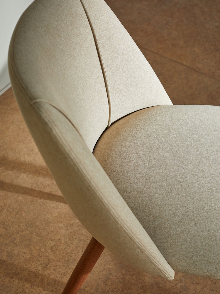 MADE.COM Set of 2 Ecru Marl and Walnut Legs Lule Non Arm Dining Chairs - Image 2 of 2