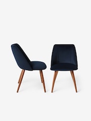 MADE.COM Set of 2 Dark Blue and Walnut Legs Lule Non Arm Dining Chairs - Image 2 of 3
