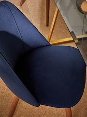MADE.COM Set of 2 Dark Blue and Walnut Legs Lule Non Arm Dining Chairs - Image 3 of 3