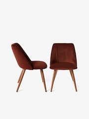 MADE.COM Set of 2 Rust Red and Walnut Legs Lule Non Arm Dining Chairs in Velvet - Image 3 of 3