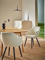 MADE.COM Set of 2 White Boucle and Black Legs Lule Arm Dining Chairs - Image 1 of 3