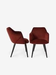 MADE.COM Set of 2 Rust Red and Black Legs Lule Arm Dining Chairs - Image 2 of 3