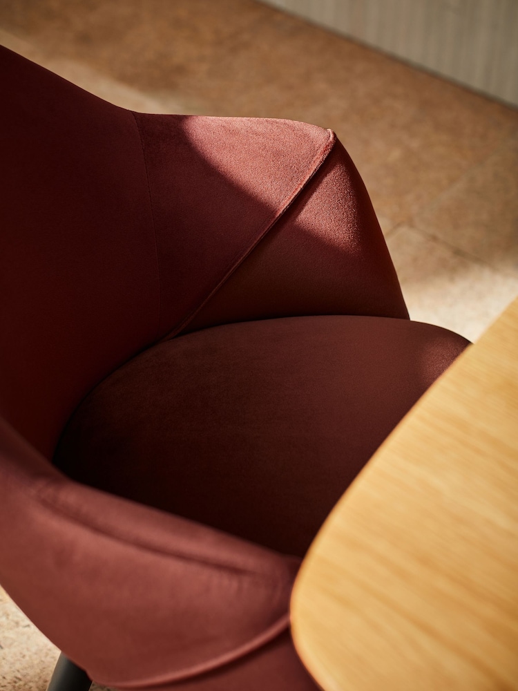 MADE.COM Set of 2 Rust Red and Black Legs Lule Arm Dining Chairs - Image 3 of 3