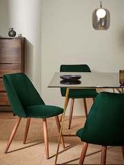 MADE.COM Set of 2 Pine Green and Walnut Legs Lule Non Arm Dining Chairs - Image 1 of 2