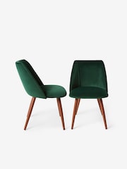 MADE.COM Set of 2 Pine Green and Walnut Legs Lule Non Arm Dining Chairs - Image 2 of 2