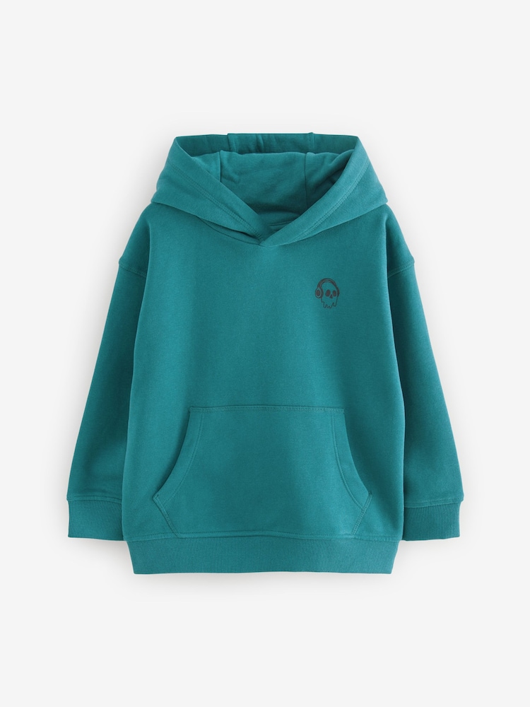 Teal Blue Plain Jersey Hoodie (3-16yrs) - Image 1 of 4 Teal Blue Plain Jersey Hoodie (3-16yrs) - Image 1 of 4