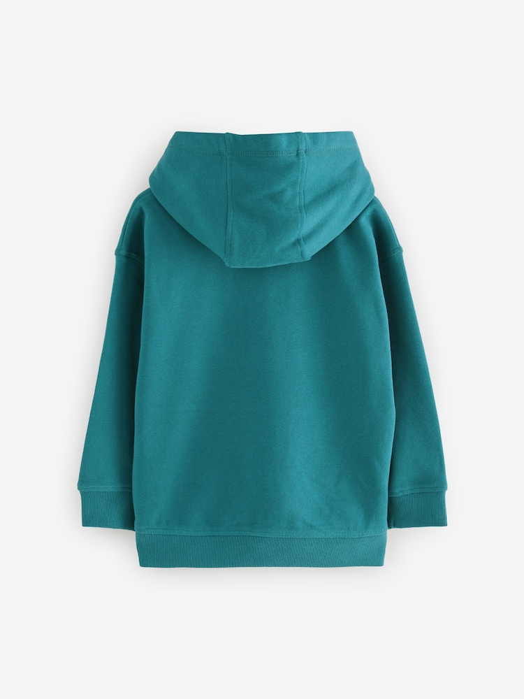 Teal Blue Plain Jersey Hoodie (3-16yrs) - Image 2 of 4 Teal Blue Plain Jersey Hoodie (3-16yrs) - Image 2 of 4