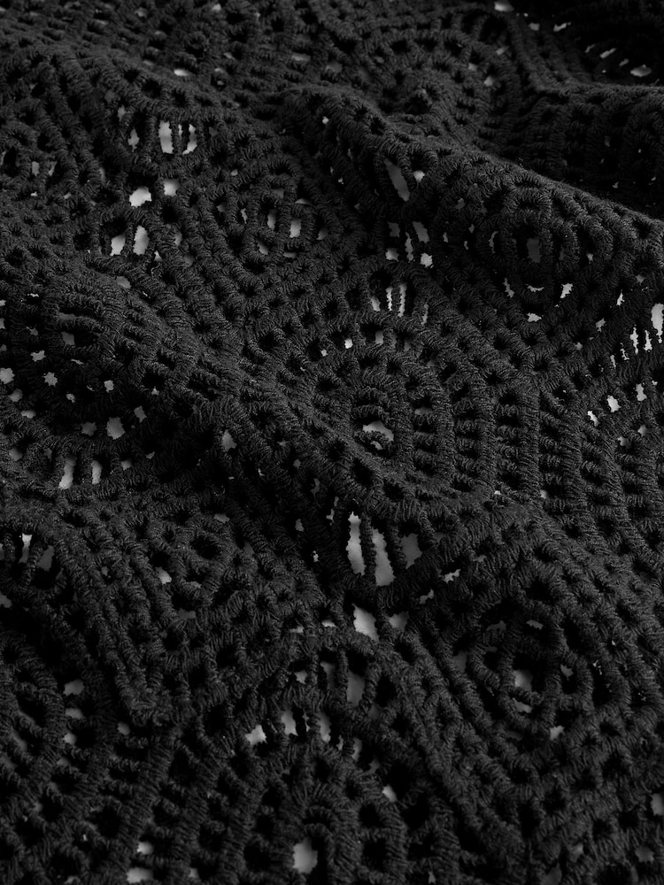 Black 100% Cotton Crochet Cover-Up - Image 7 of 7