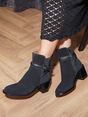 Jones Bootmaker Losabet Leather Buckle Strap Black Ankle Boots - Image 1 of 6