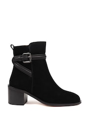 Jones Bootmaker Losabet Leather Buckle Strap Black Ankle Boots - Image 2 of 6