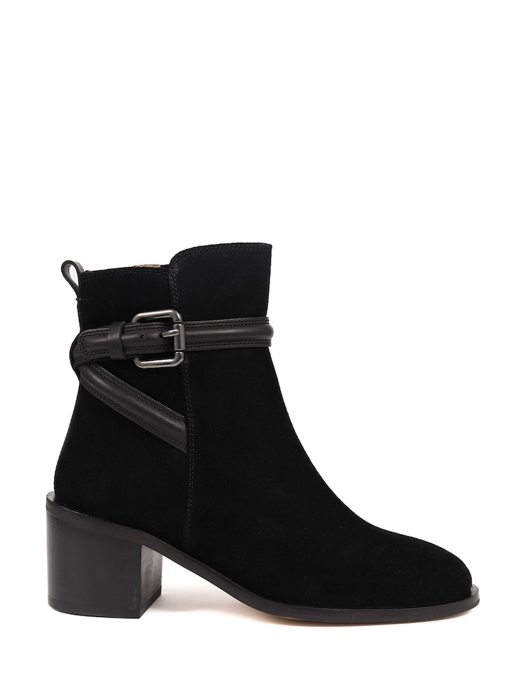 Jones Bootmaker Losabet Leather Buckle Strap Black Ankle Boots - Image 2 of 6