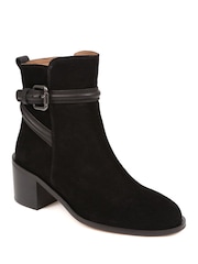 Jones Bootmaker Losabet Leather Buckle Strap Black Ankle Boots - Image 3 of 6