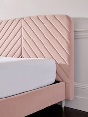 Soft Velvet Blush Pink Valencia Upholstered Bed Frame - Image 3 of 8