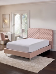 Soft Velvet Blush Pink Valencia Upholstered Bed Frame - Image 5 of 8