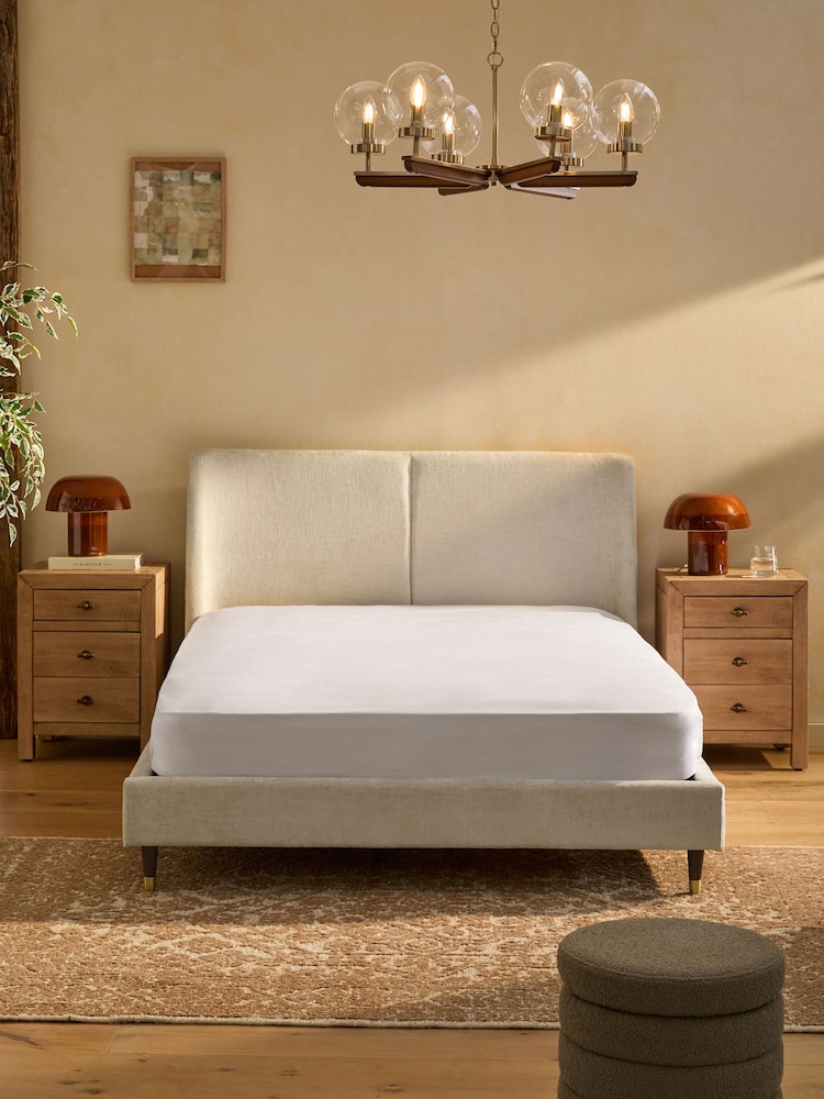 Plush Chenille Natural Oyster Flinton Upholstered Bed Frame - Image 2 of 8