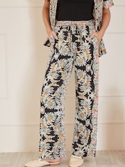 Yumi Black Relaxed Fit Paisley Print Trousers - Image 2 of 4