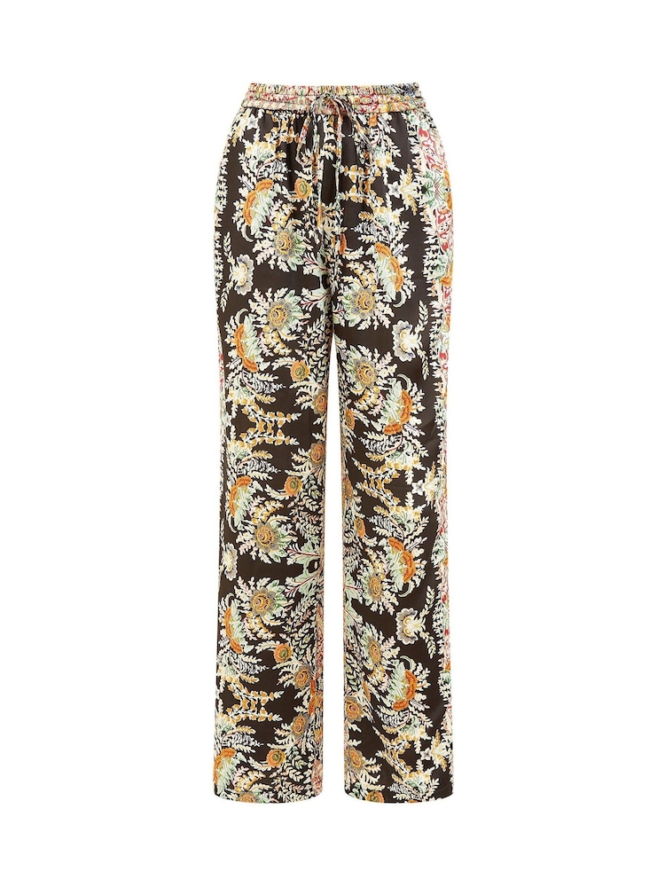Yumi Black Relaxed Fit Paisley Print Trousers - Image 4 of 4