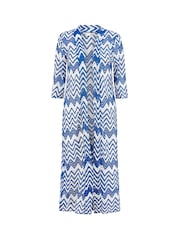 Yumi Blue Zig-Zag Crochet Long Knitted Kimono - Image 5 of 5
