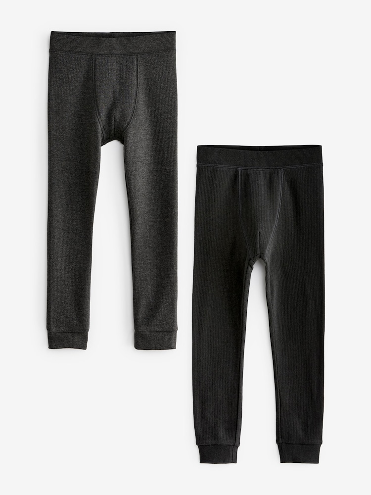 Black/Charcoal Thermal Leggings 2 Pack (2-16yrs) - Image 1 of 5