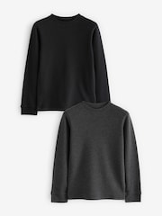 Black/Charcoal Thermal Long Sleeve Tops 2 Pack (2-16yrs) - Image 1 of 5