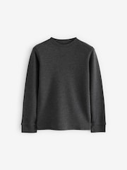 Black/Charcoal Thermal Long Sleeve Tops 2 Pack (2-16yrs) - Image 3 of 5