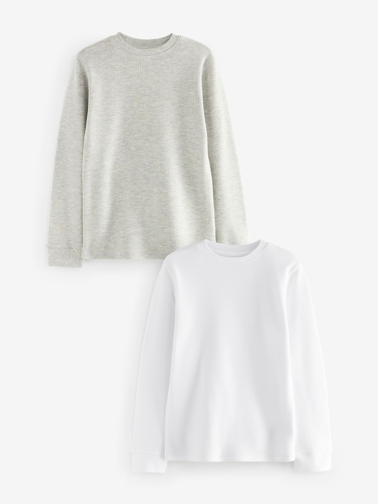 Grey/White Thermal Long Sleeve Tops 2 Pack (2-16yrs) - Image 1 of 5
